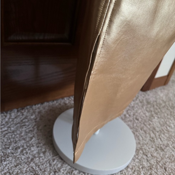 Pre-owned HUNTER BELL New York Size 2 Gold Metallic Faux Leather Maxi Skirt - Picture 7 of 10